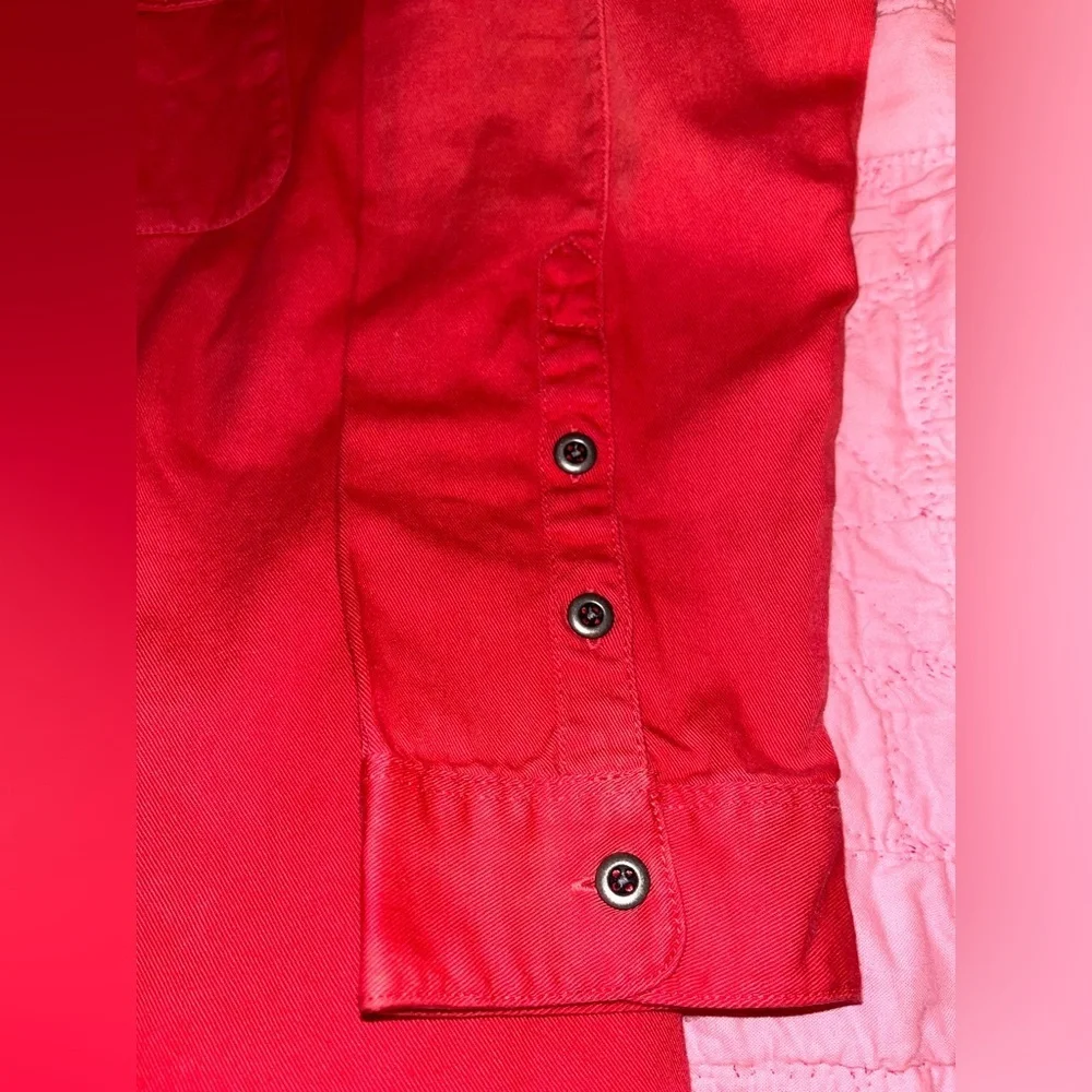 Madewell Long Sleeve Button Down Denim Shirt in Vermilion Red NWT - Picture 7 of 8